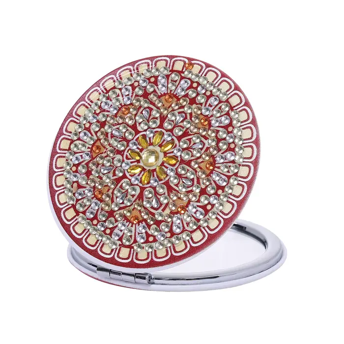 Miroir de maquillage Mandala Diamond Painting, 1 pièce, kit de miroir d'art diamanté pliable portabl