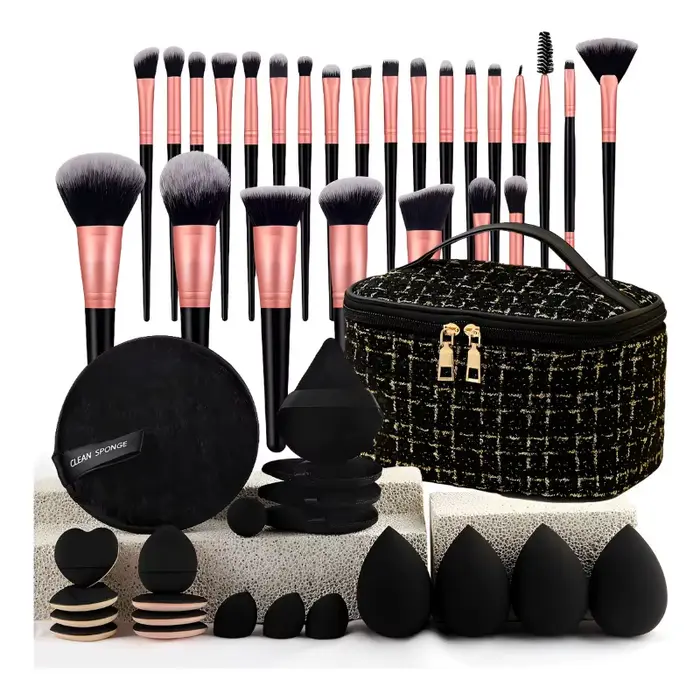 Ensemble de pinceaux de maquillage, 47 pièces, Kit d'outils de beauté de Style parfum Chic, sac à co
