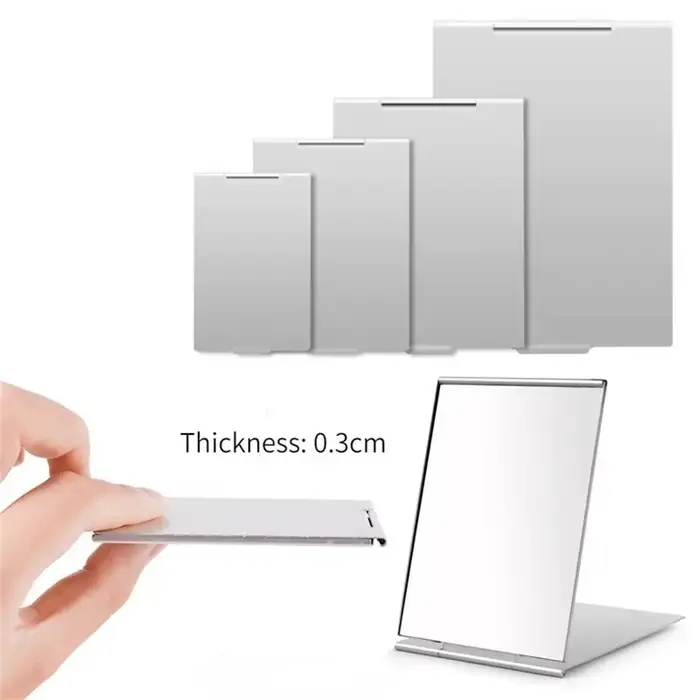 Mini miroir de poche pliable en aluminium, portable, maquillage, voyage, main, petit, vanité, pliabl