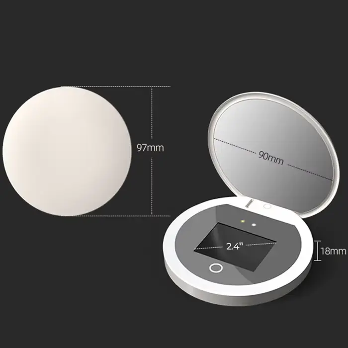 Miroir de maquillage portable intelligent avec lumière LED, caméra UV et visualisation du visage pou