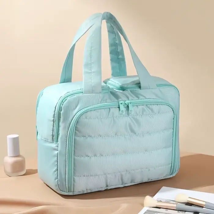Trousse de maquillage matelassée de grande capacité, sac de rangement multifonctionnel Portable, con