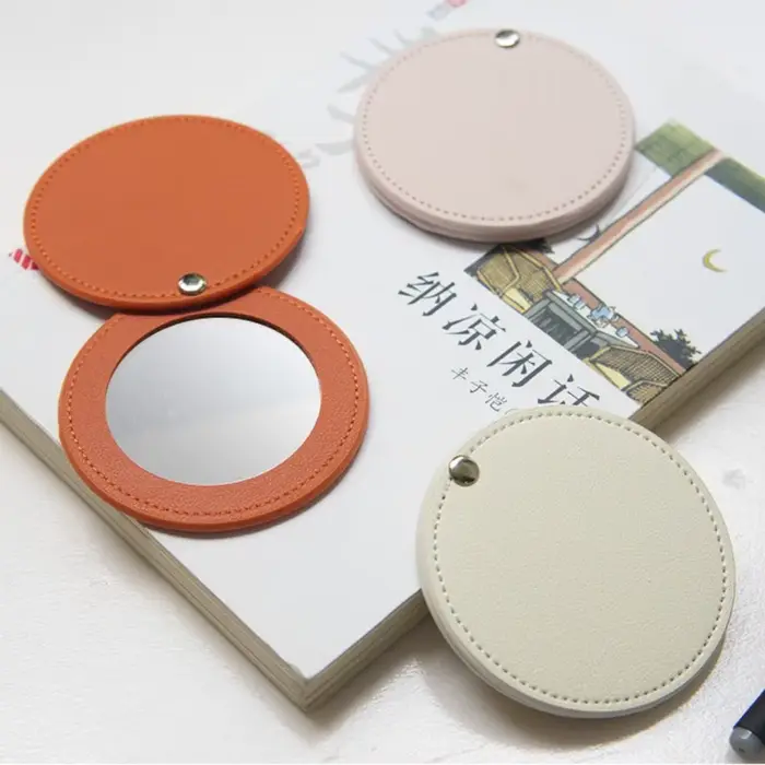 Nouveau Miroir de maquillage en cuir Pu