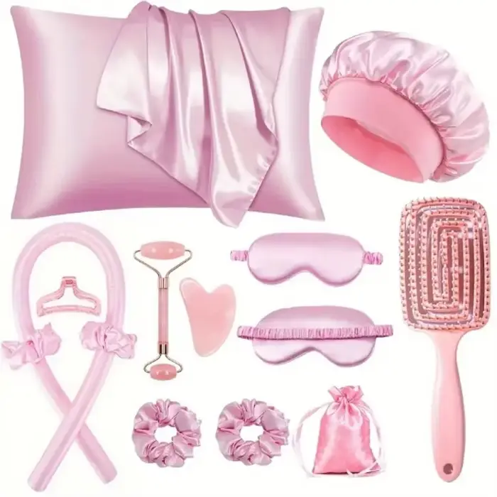 Ensemble de baguettes à friser sans chaleur | Kit de boucles soyeuses fraîches d'été paresseux | avec bonnet de douche