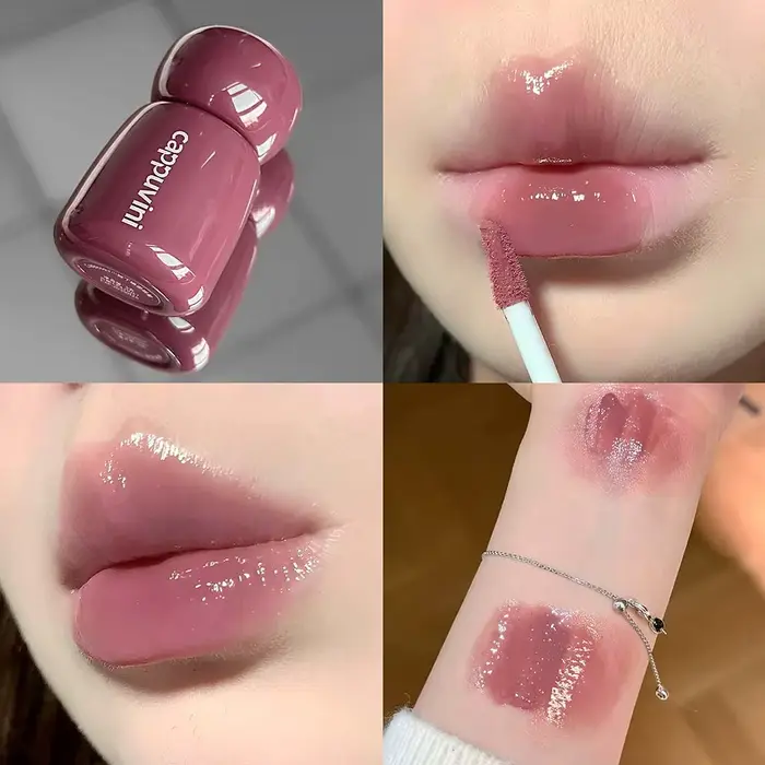 Gloss à lèvres mat et miroir, hydratant, effet eau, 12 couleurs, rouge à lèvres liquide velours gris