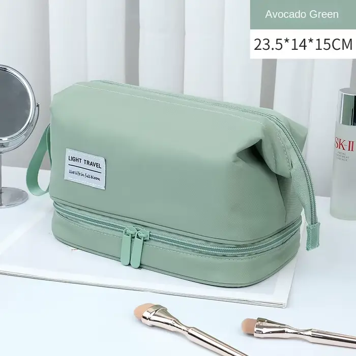 Sac à cosmétiques de grande capacité, trousse de toilette double couche, organisateur de maquillage,
