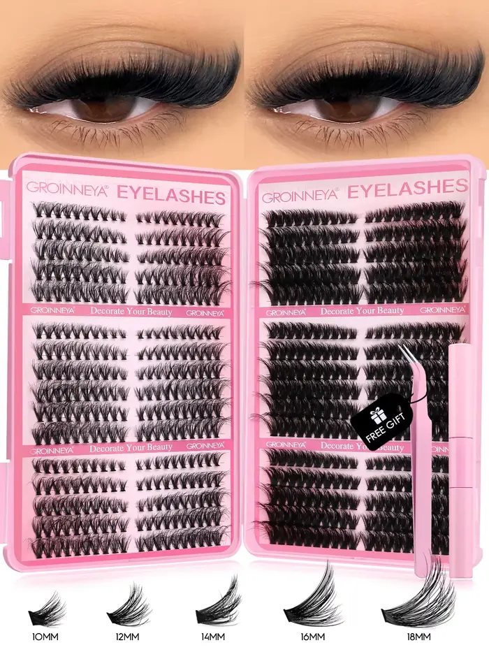 GROINNEYA Lash Clusters Kit cils de chat 640 Pcs