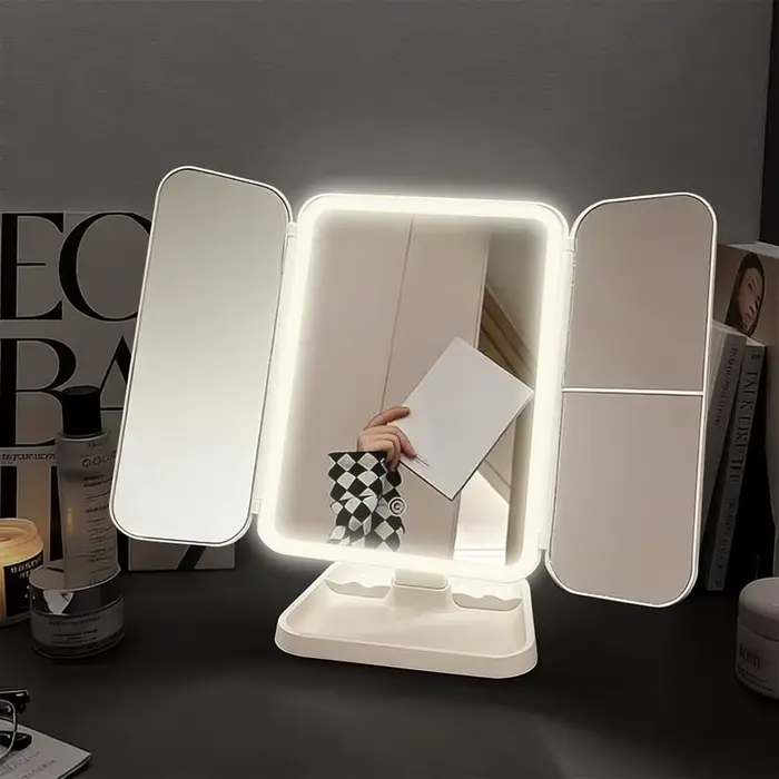 Miroir de maquillage à trois volets, lumières LED, miroir de Dressing pour dortoir, illumine votre l