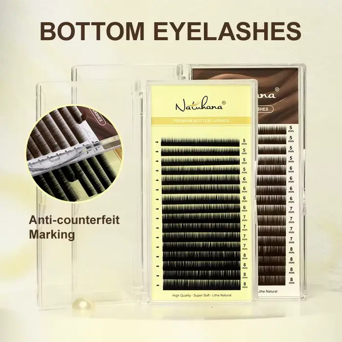 NATUHANA Extension de cils inférieurs individuels naturels doux sous les cils J Curl 5-8 mélange de
