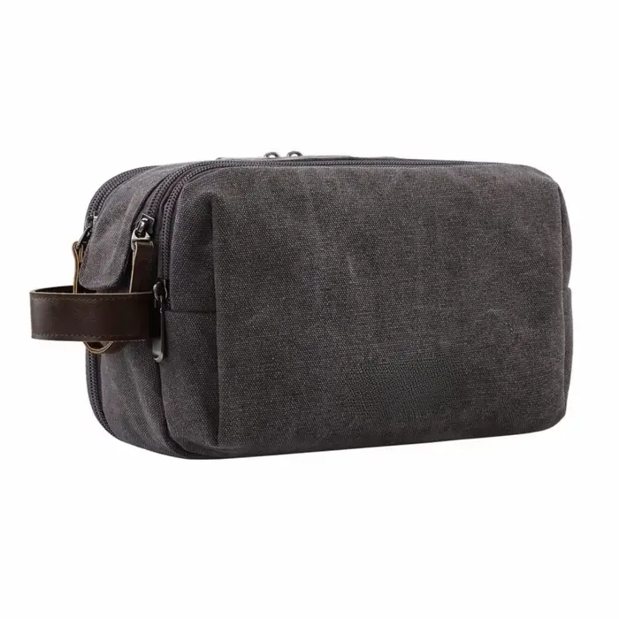 Sac de toilette de voyage de couleur unie, grande capacité, organisateur de maquillage en toile, sac