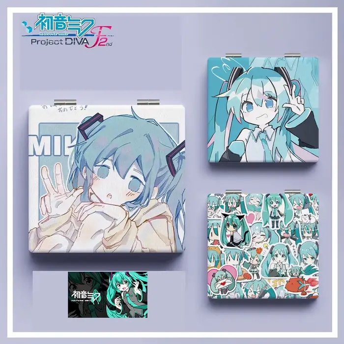 Hatsune-Miroir de Maquillage Pliable à Deux Faces pour Femme