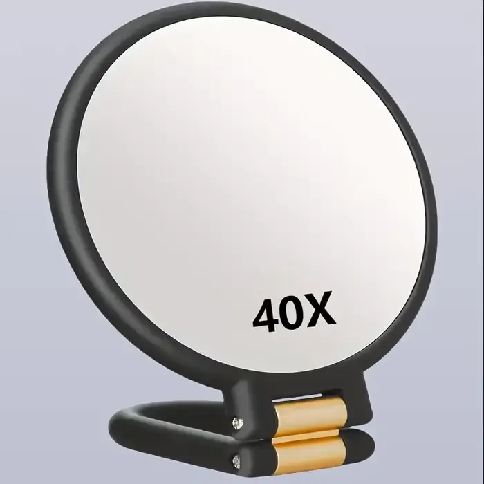 Miroir portatif double face à grossissement 40X avec 360 °   Support réglable et étui de voyage – Mi