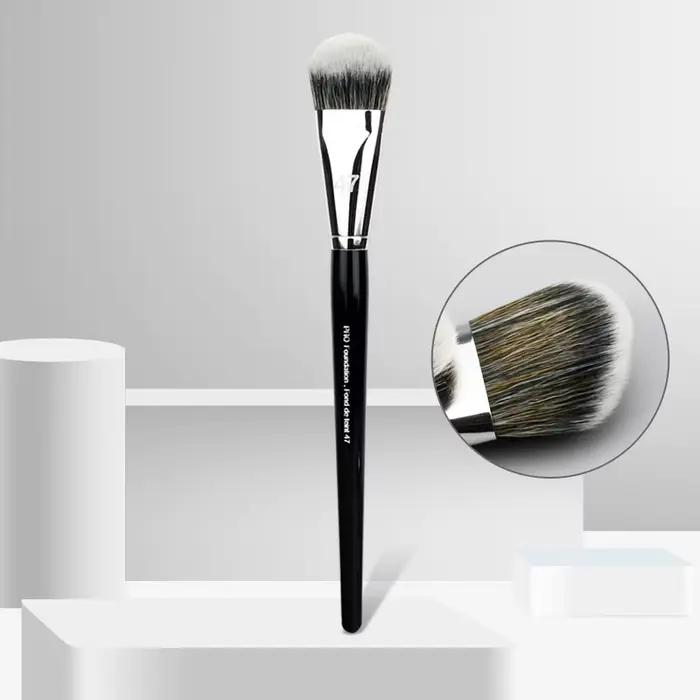 Brosses de maquillage pour fond de teint, 1 pièce Pro, poils synthétiques, poignée en bois, #47