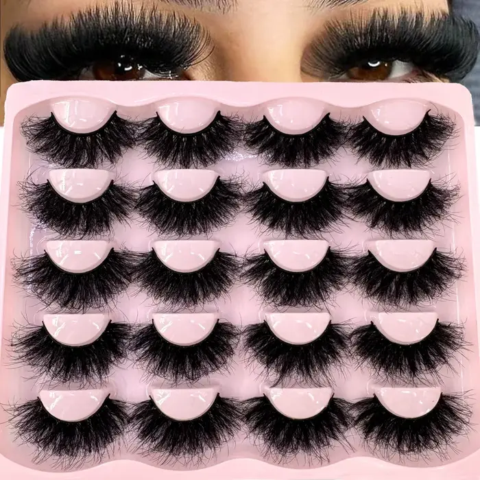 Nouveau 10 paires 3D Faux cils de vison vaporeux moelleux 25MM Faux cils Volume épais dramatique oei
