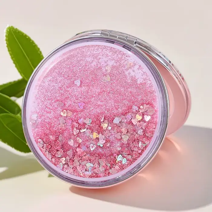 Miroir de maquillage rond Quicksand, miroir double face mignon pour fille, miroir de maquillage port