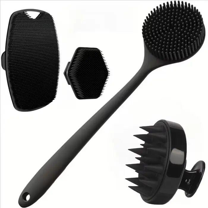 Ensemble de 4 brosses exfoliantes douces en Silicone pour le visage, douche douce, Massage et nettoy