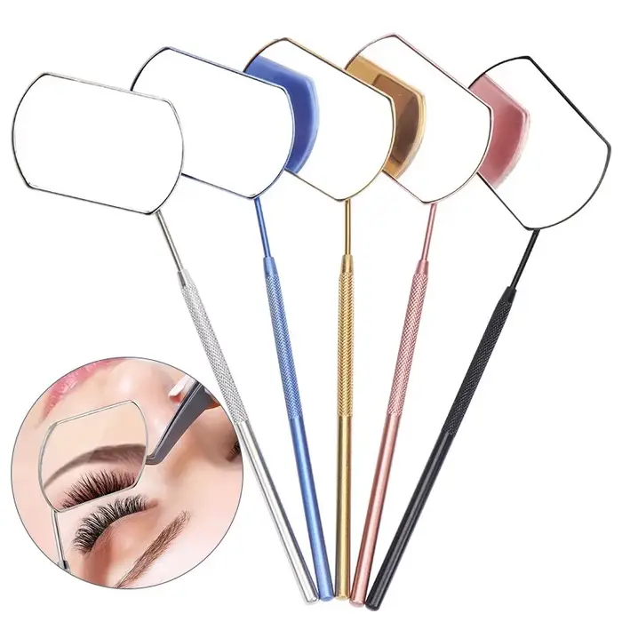Miroir de greffage de cils grossissant beauté longue poignée pour vérifier l'extension de faux cils 