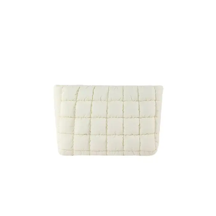 Trousse de maquillage matelassée en tissu de coton, fermeture à glissière, pochette à cosmétiques de