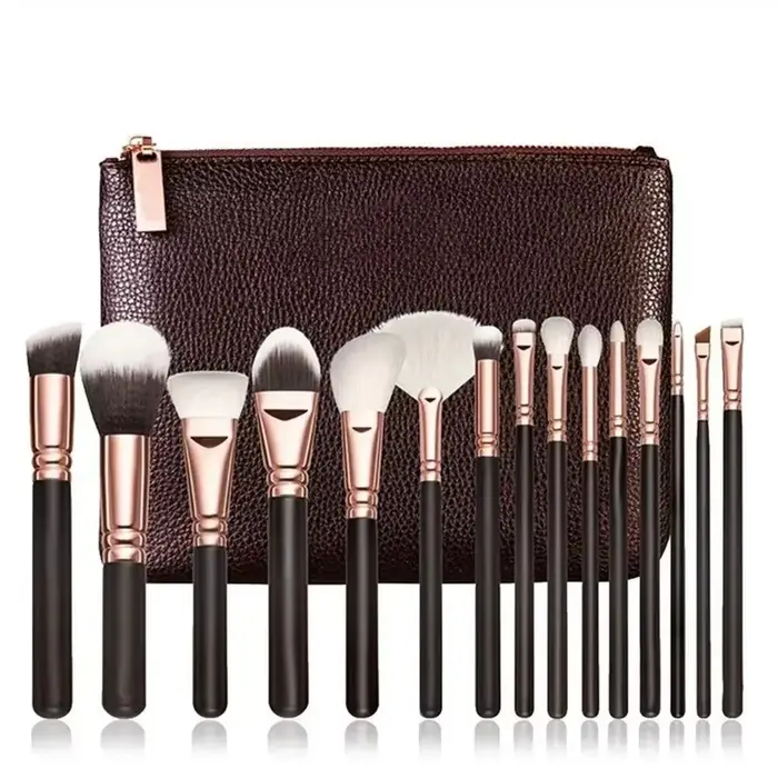 Pinceau de maquillage pour fard à joues, ombre à barrage, fard à barrage, haute brillance, brun, noi