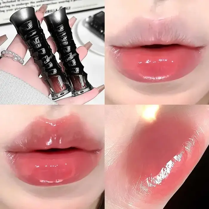 Gloss à lèvres Crystal Punk Rouge Foncé Effet Miroir Hydratant, Non Collant, Teinte Rouge Chocolat C