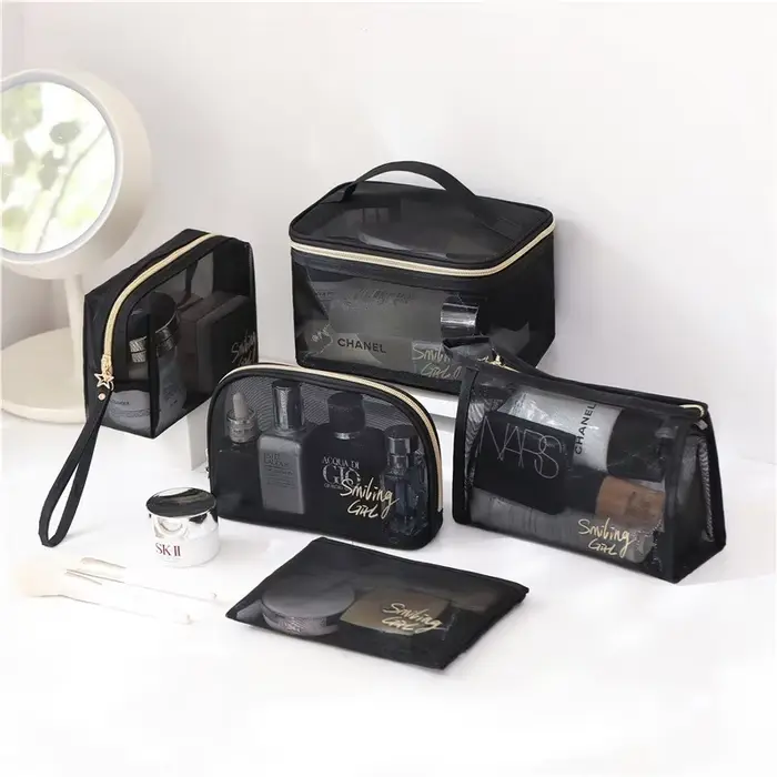 Sac de maquillage en maille transparente