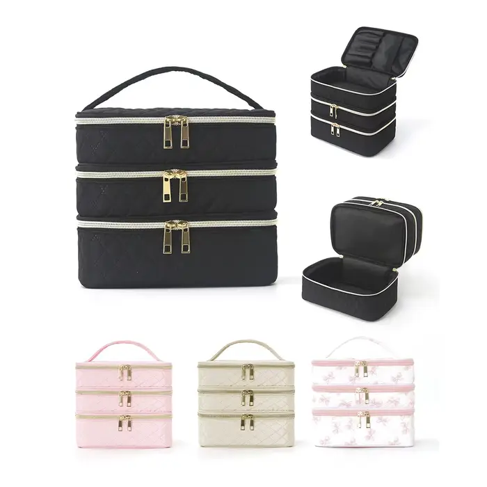 Trousse de maquillage à trois couches de luxe
