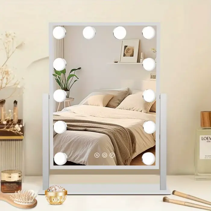 Miroir de courtoisie avec lumières Miroir de maquillage Hollywood avec 12 ampoules LED Éclairage 3 c