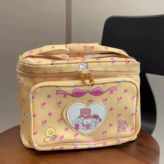 Sac de maquillage pour femme Mikko grande capacité, rose, adorable, sac de rangement portable, poche