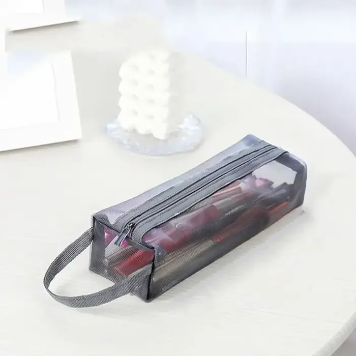 Trousse de toilette en maille, sac de lavage de voyage, sac de maquillage à fermeture éclair de gran