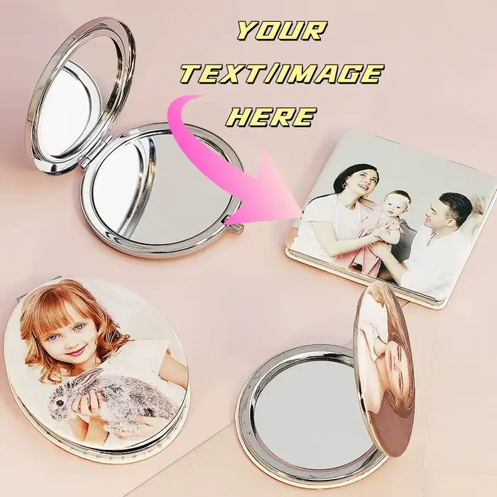 Miroir de maquillage en cuir personnalisé