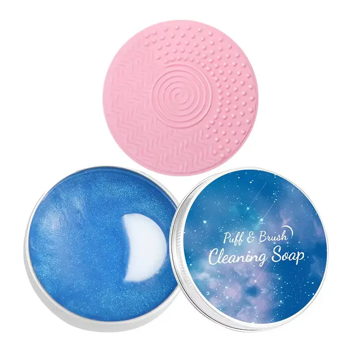 Savon nettoyant pour pinceaux de maquillage avec tapis en silicone, nettoie en profondeur les éponge