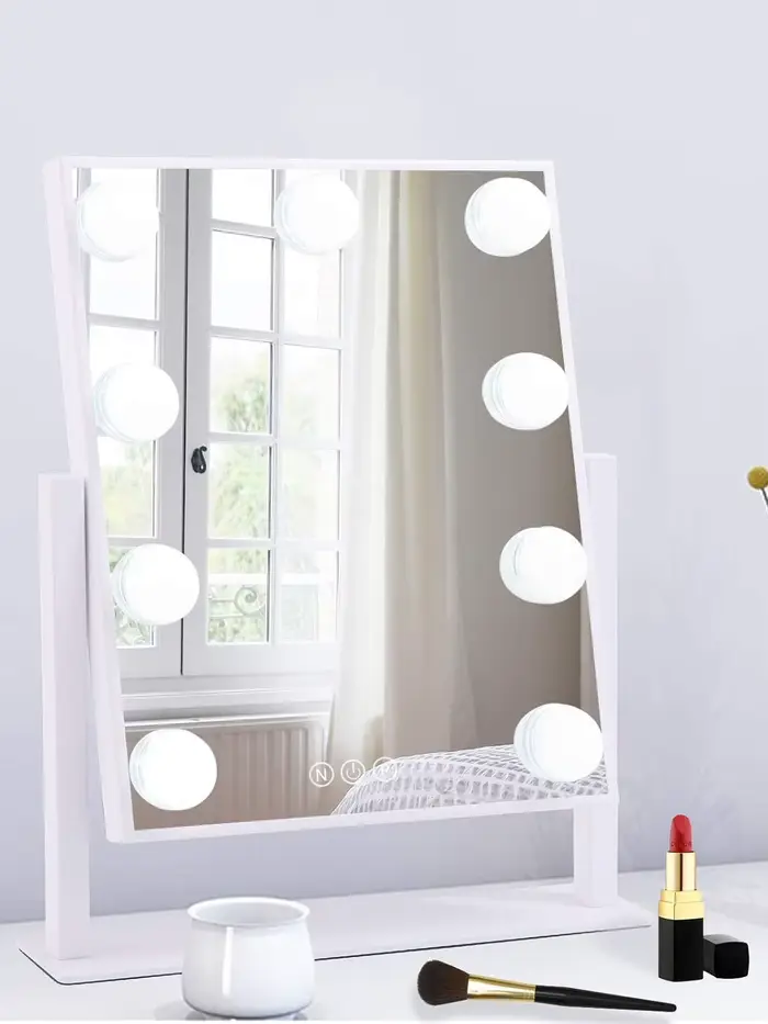 Miroir de courtoisie avec lumières Miroir de maquillage Hollywood avec 9 ampoules LED Éclairage 3 co