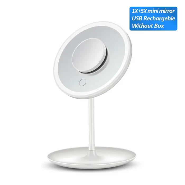 Miroir de maquillage LED 1X 5X Grossissement Rotation Portable Double Face Cosmétique Miroirs Avec L