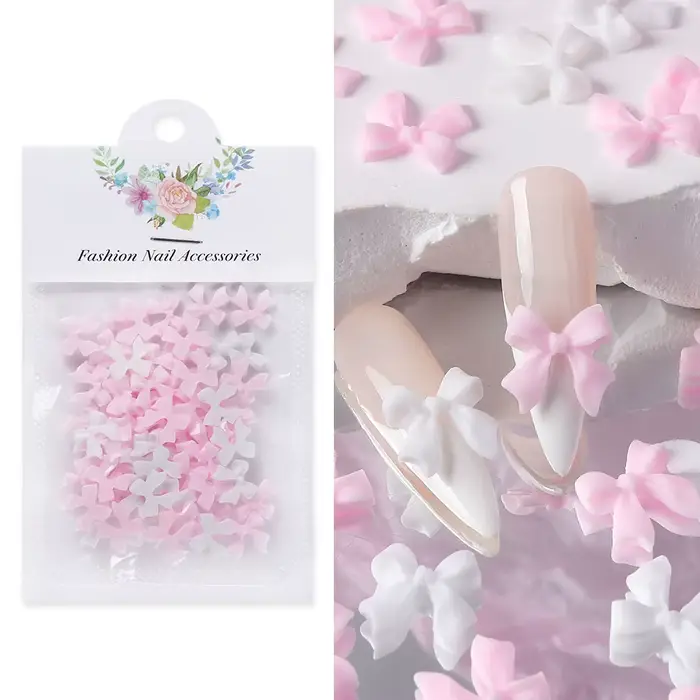 Breloques pour ongles avec nœud en ruban, accessoires colorés, cravate papillon, pièces de manucure,