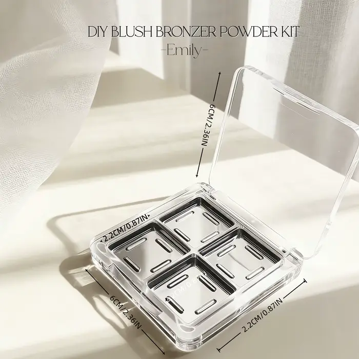 Palette de maquillage vide transparente carrée pour kit de pressage de rouge à lèvres et fards à pau