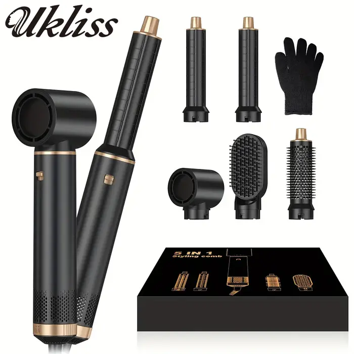Brosse sèche-cheveux 5 en 1 UKLISS, brosse sèche-cheveux, boucleur à air chaud, styler à air chaud, 