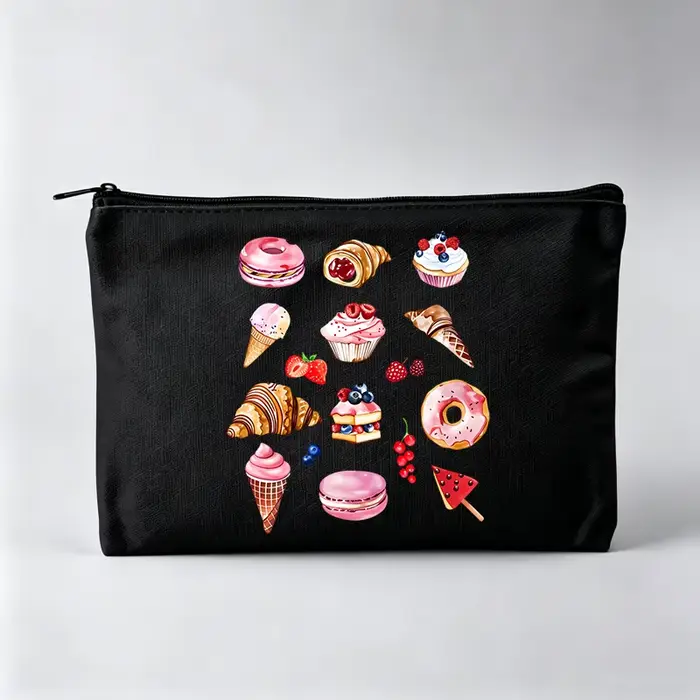 Pochette à maquillage à motif de desserts pour femmes, pochette cosmétique pour friandises sucrées p