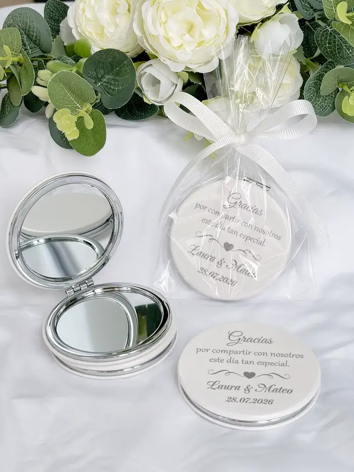 Souvenirs de mariage, miroirs de poche personnalisés