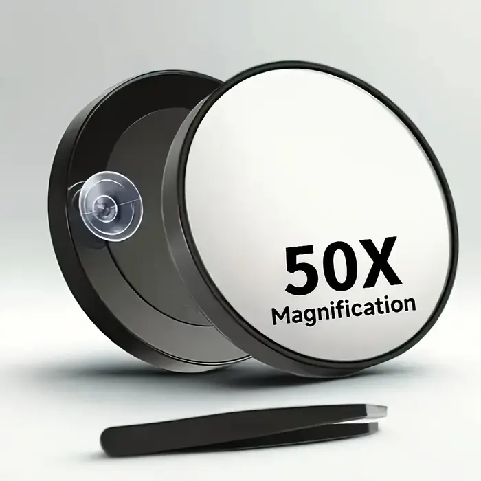 Mini miroir grossissant 50X, miroir cosmétique portable à ventouse, miroir de beauté de précision po