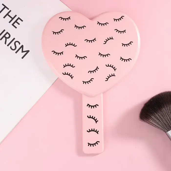 Miroir de maquillage portatif pour Extension de cils, miroir de vanité de maquillage en forme de cœu