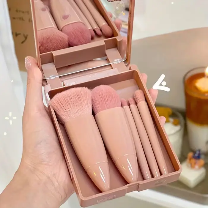 Ensemble de pinceaux de maquillage de voyage, 5 pièces, Mini pinceaux cosmétiques multifonctionnels