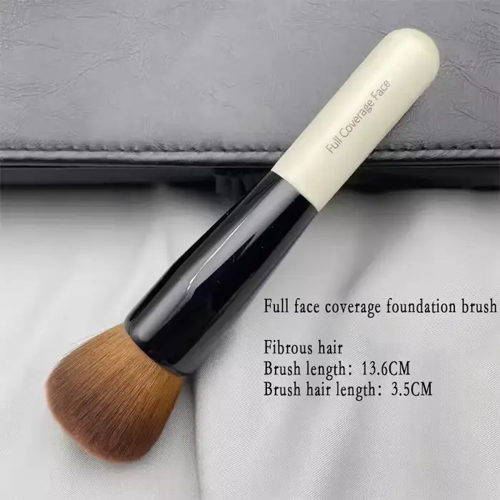 Pinceau de maquillage en poudre, manche en bois, poils ronds denses et doux, couverture complète, pi