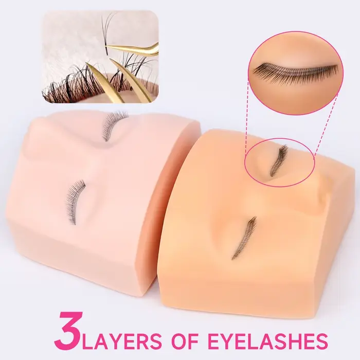 Tête de Mannequin à 3 Couches pour la Pratique du Maquillage, Extensions de Cils, Outils de Formatio