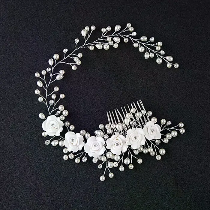 Bijoux de cheveux de mariage de luxe pour peigne à cheveux en perles de mariée, accessoire de cheveux fait à la main, nouveau