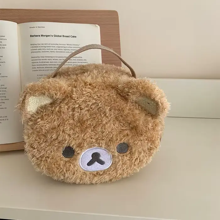 Étui de maquillage en peluche, sac à cosmétiques ours décontracté, pochette de rangement de bijoux p