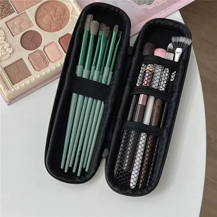 Sacs de rangement de cosmétiques noirs, étui étanche pour pinceaux de maquillage à Double fermeture 