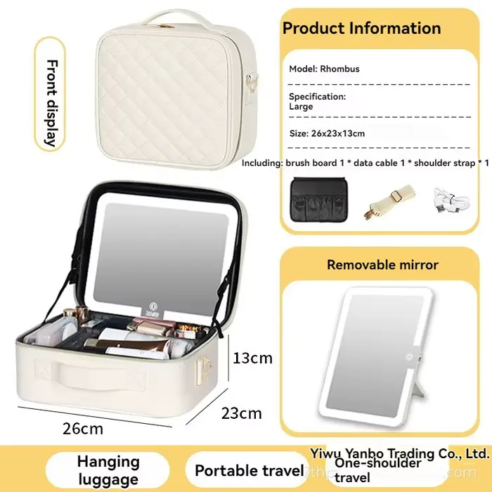 Valise à maquillage éclairée haut de gamme avec miroir : trousse à maquillage LED, boîte à maquillag