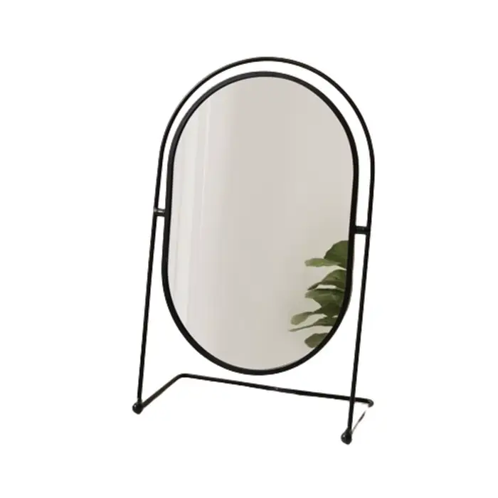 Miroir de maquillage nordique en fer, cadre en fer, miroir de vanité ovale, haute définition sans co