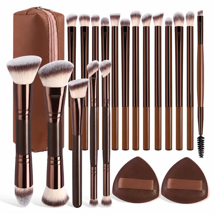 Ensemble de pinceaux de maquillage de voyage avec boîte de rangement, 20 outils de maquillage, essen