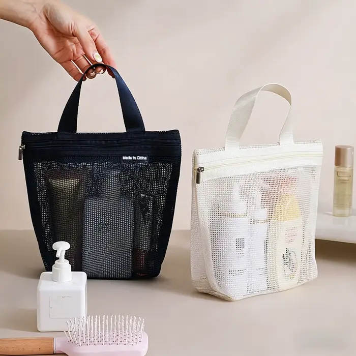 Trousse de Toilette en Maille Portable – Organisateur de Maquillage de Voyage pour Douche