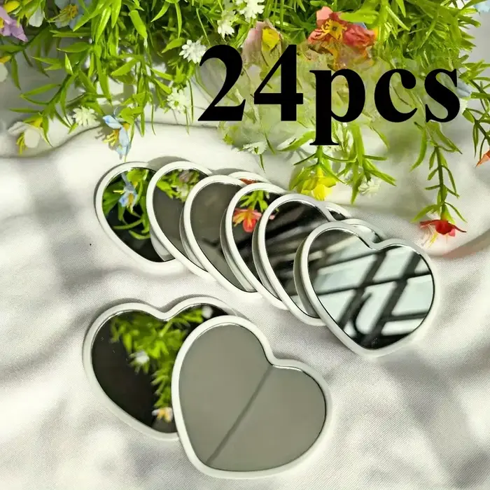 24 pièces miroirs d'amour voyage Portable beauté verre Mini Dressing maquillage miroir mignon en for